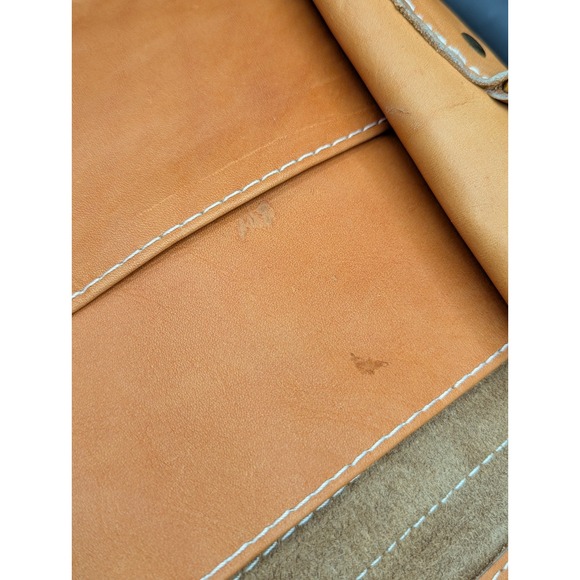 VTG Lt Brown Leather Satchel Bag Purse Mexico Shoulder Crossbody BOHO 12x10x5 - Picture 11 of 15